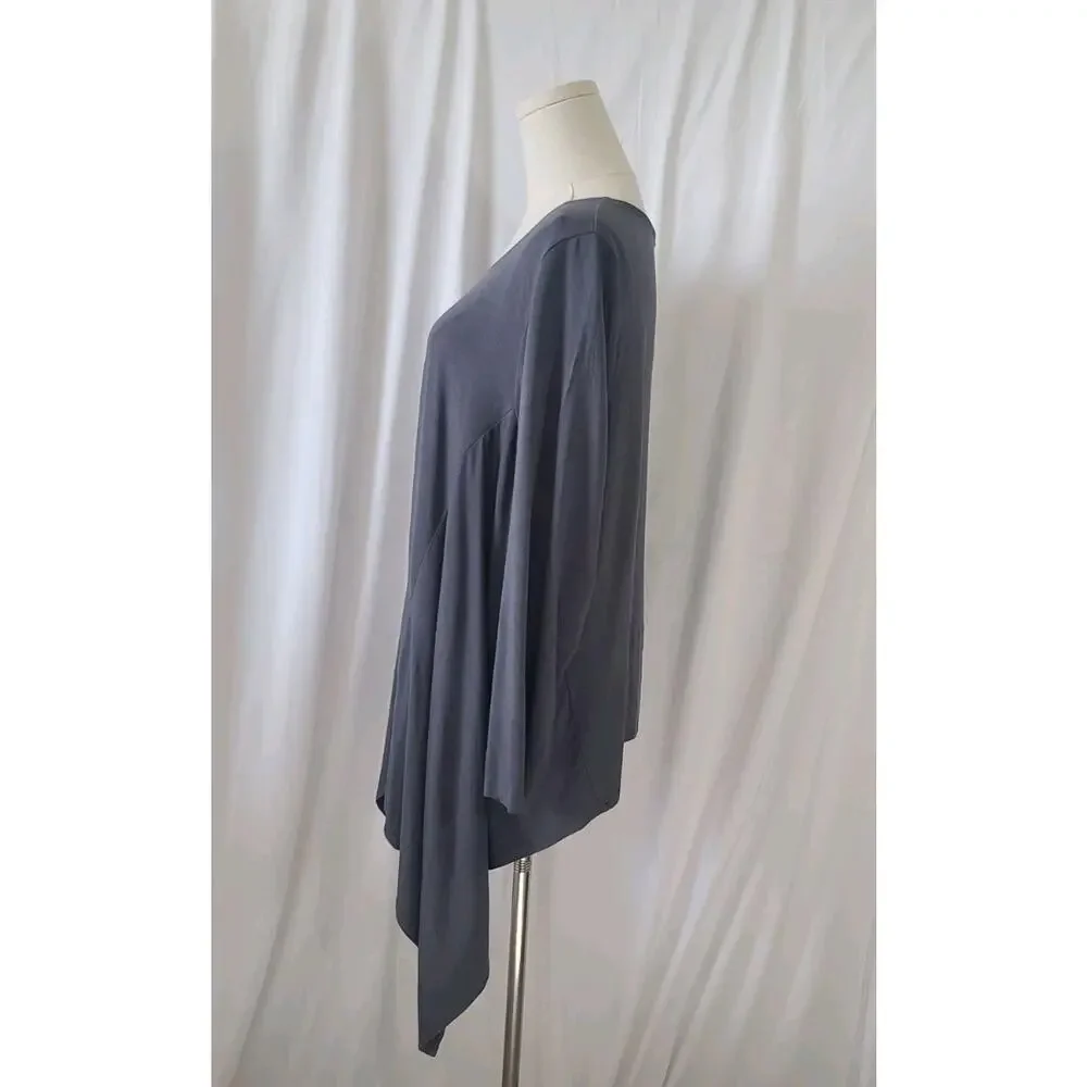 Bryn Walker Womens **IN Gray* Lora Sharkbite Hem Tunic Top Large Lagenlook